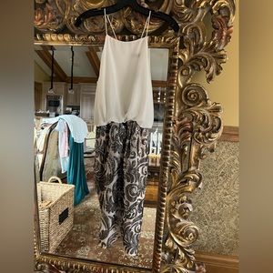 NWT TFNC sleeveless dress in white with tulip shaped sequin bottom size 14